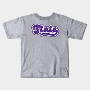 Retro State Script // Kansas Purple Proud Kids T-Shirt